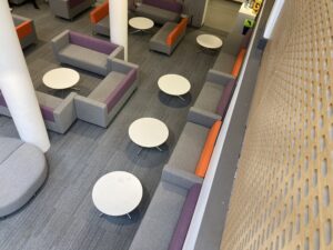 University of Sheffield, Ideas Space. Forbo Marmoleum & Tarkett Essence carpet tiles 